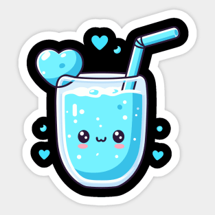 Cute Kawaii Blue Lagoon Cocktail Drink Art | Cute Food Design for Kawaii Lovers Sticker